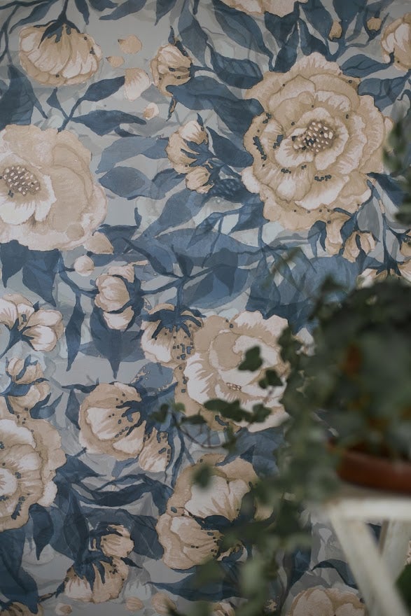 Poppies for Marlene Dusty Blue MM-0203