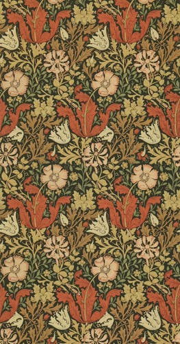 Morris & Co - Compton Brown/Orange Morris and Friends Wallpa