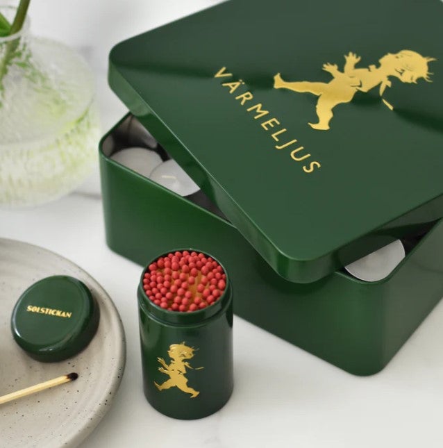 Värmeljuslåda Grön/Guld