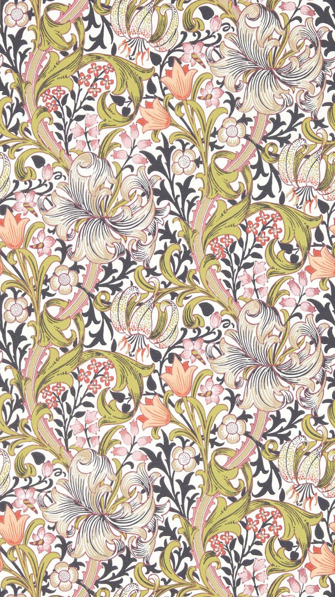 Morris & Co - Golden Lily Espresso Bedford Park Wallpapers