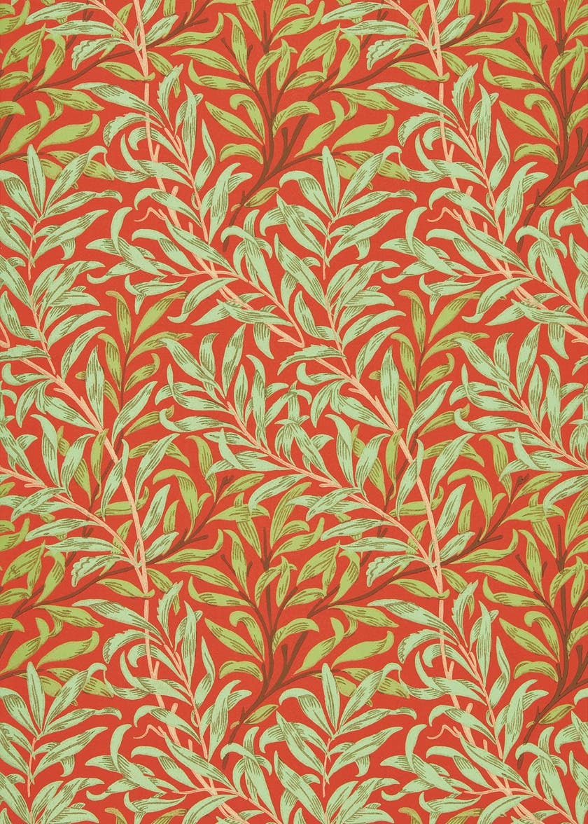 Willow Boughs Tomato/Oliv Queen Square Wallpapers