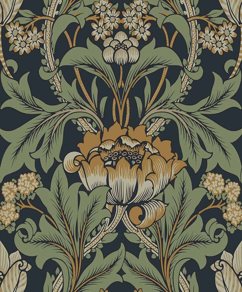 Peel & Stick Primrose Floral Midnight Blue & Goldenrod NW44404