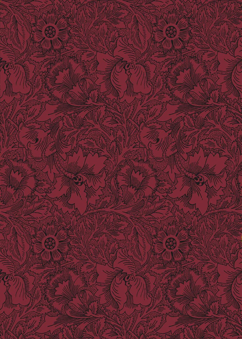 Morris & Co - Poppy Claret Queen Square Wallpapers