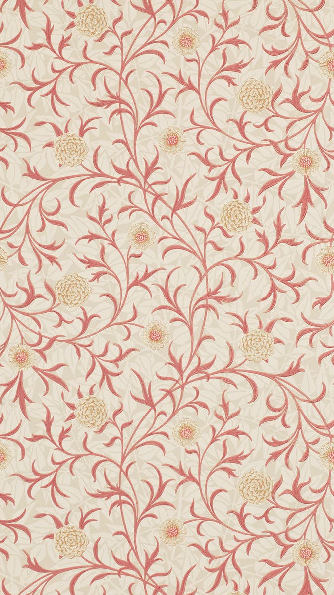 Morris & Co - Scroll Light Brick/Buff Morris and Friends Wallpa