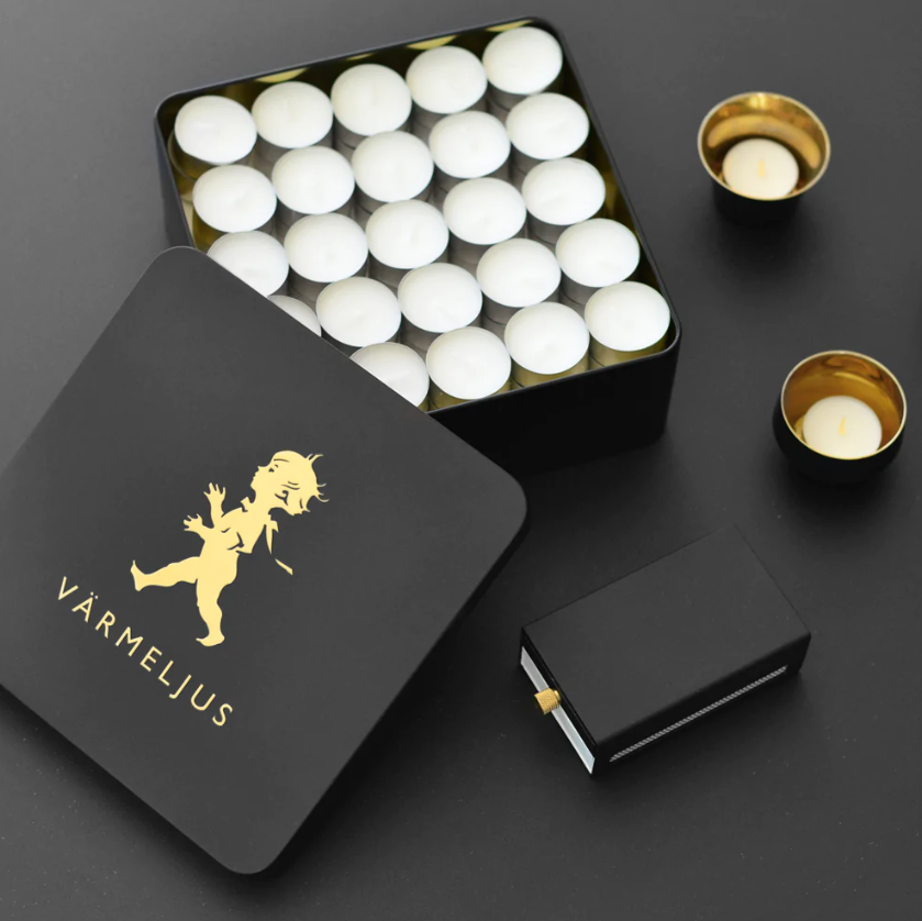 Värmeljuslåda Svart/Guld