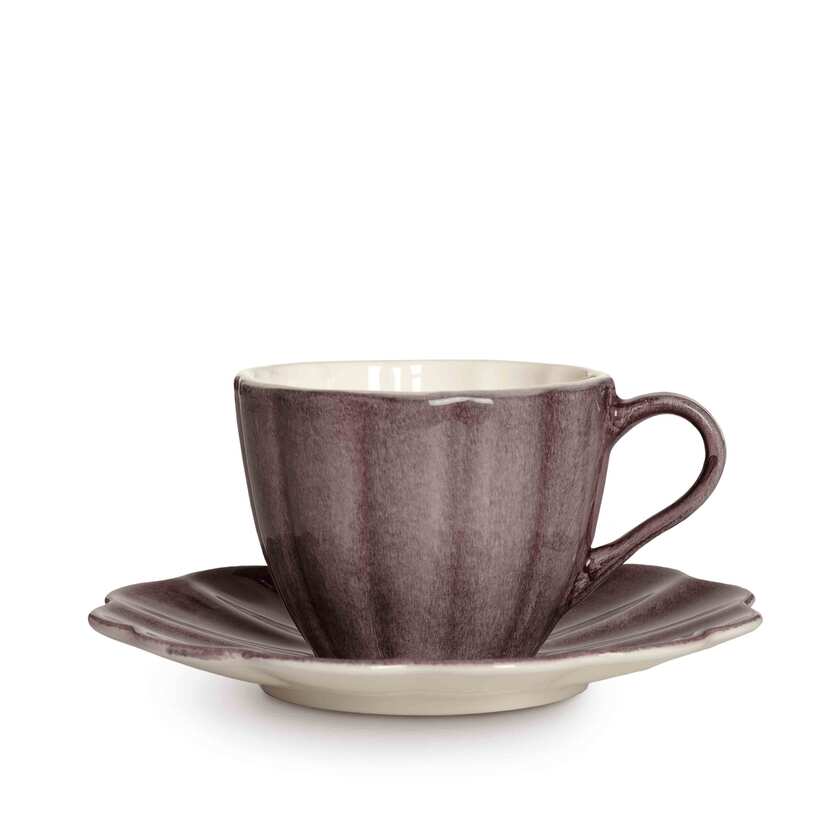 Oyster Kopp med fat 25 cl Plommon