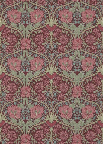 Morris & Co - Honeysuckle & Tulip Burgundy/Sage (Outlet)