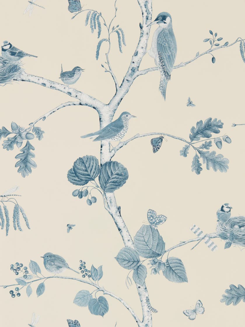 Sanderson - Woodland Chorus Indigo/Ec Country Woodland Wallcove