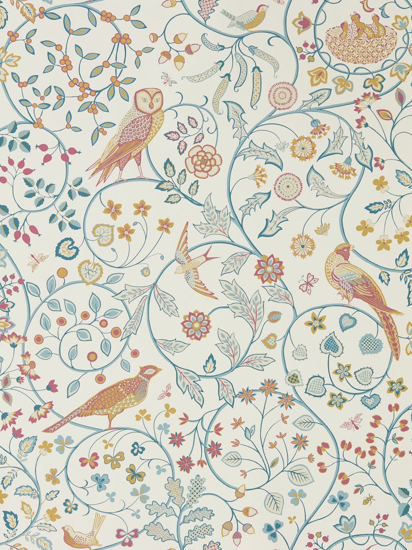 Morris & Co - Newill Indigo Saffron Melsetter Wallpapers