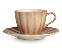 Oyster Kopp med fat 25 cl Cinnamon