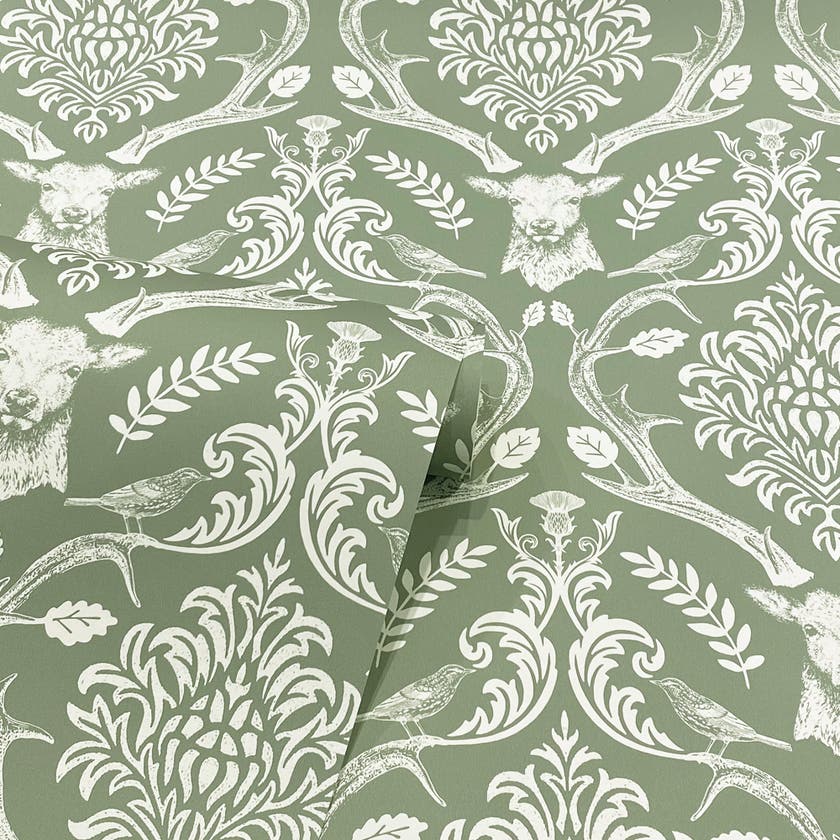 Stag Damask Sage Green
