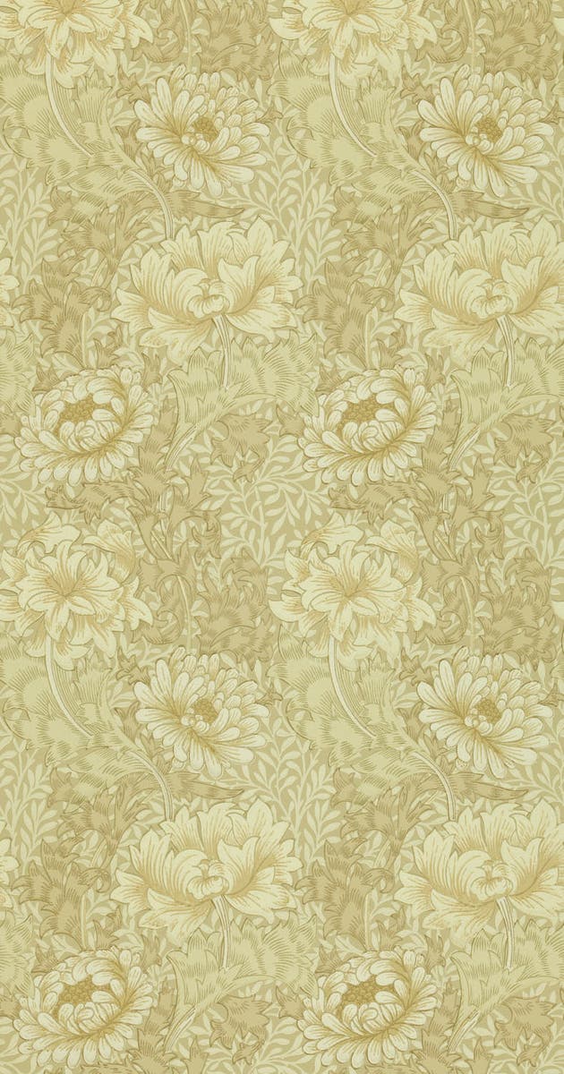 Morris & Co - Chrysanthemum Ivory/Canva Morris and Friends Wallpa