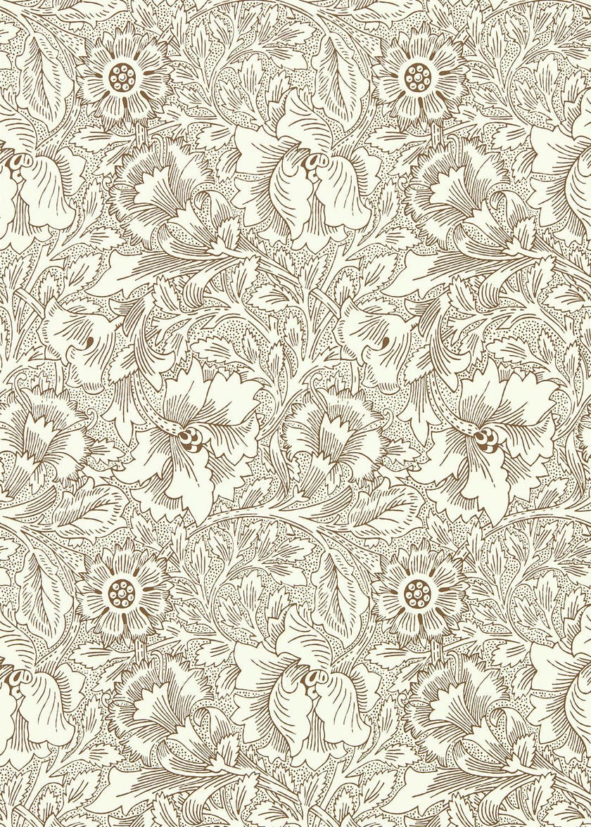 Poppy Cream/Chocolate Queen Square Wallpapers