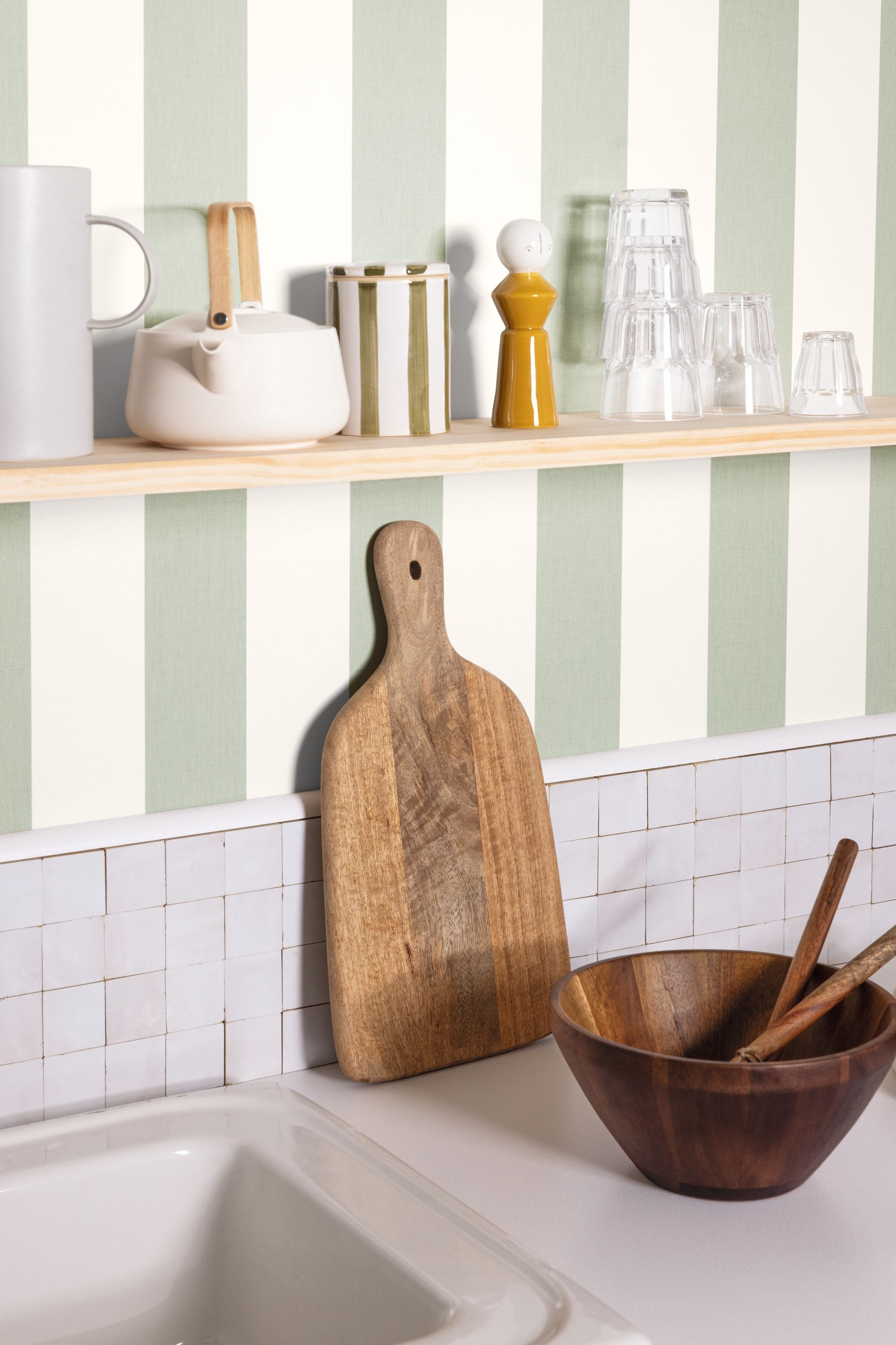 Caselio - Linen Lines Vert Amande