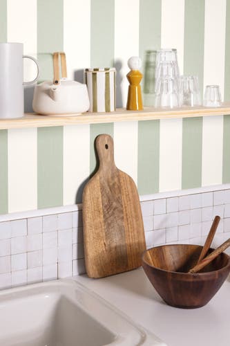 Caselio - Linen Lines Vert Amande