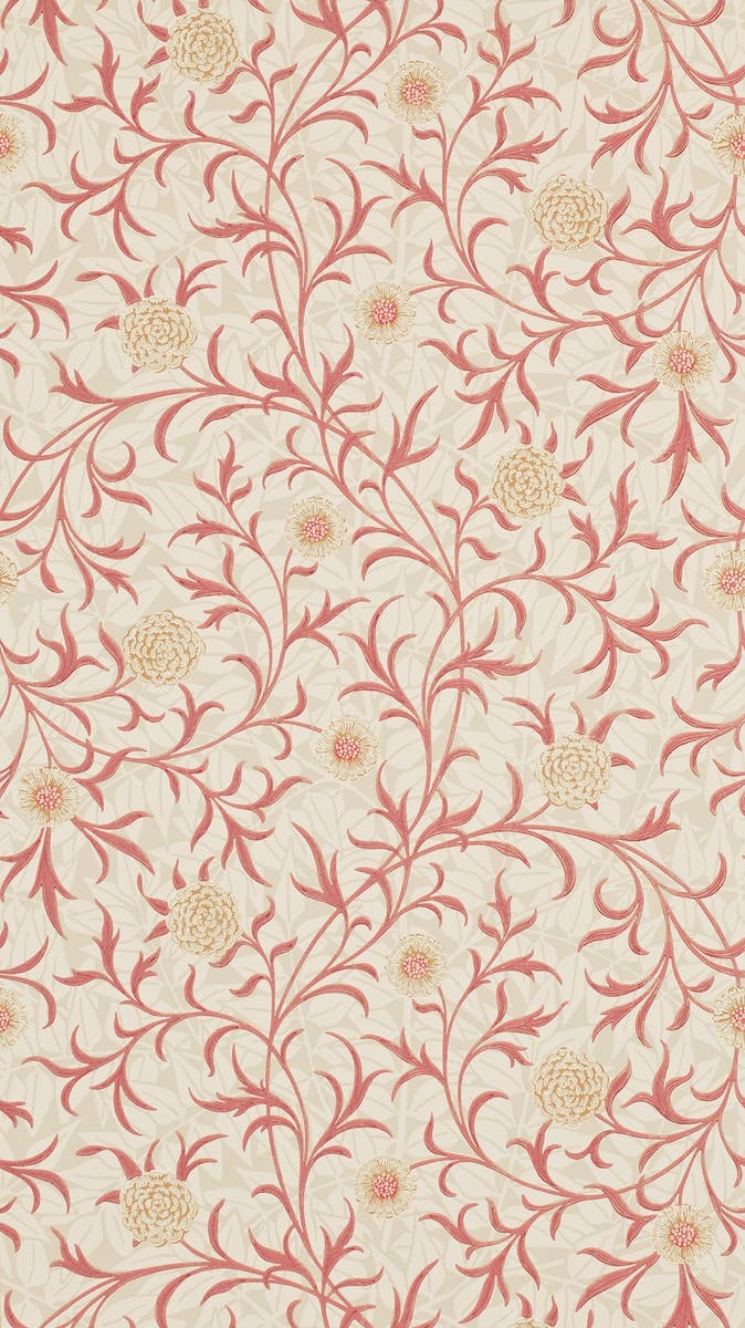 Morris & Co - Scroll Light Brick/Buff Morris and Friends Wallpa