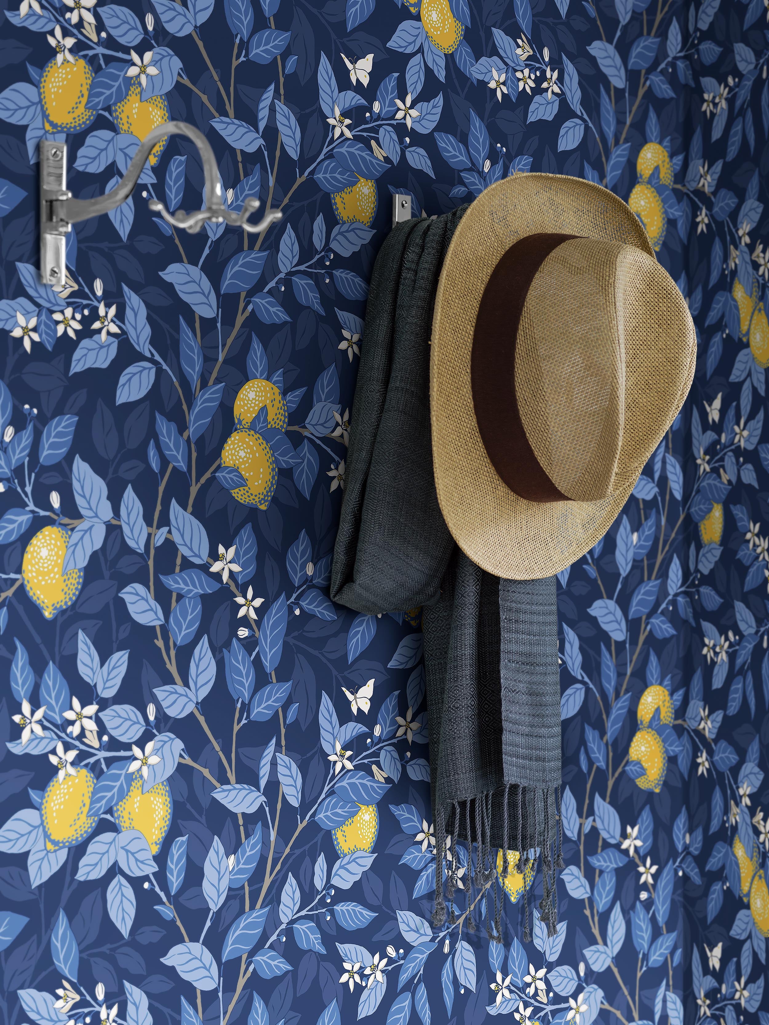 Boråstapeter - Citronträd - Blue & White