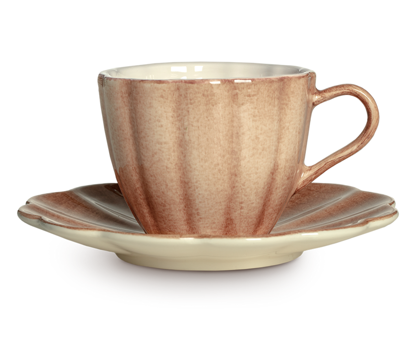 Oyster Kopp med fat 25 cl Cinnamon