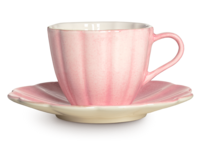 Oyster Kopp med fat 25 cl Ljusrosa