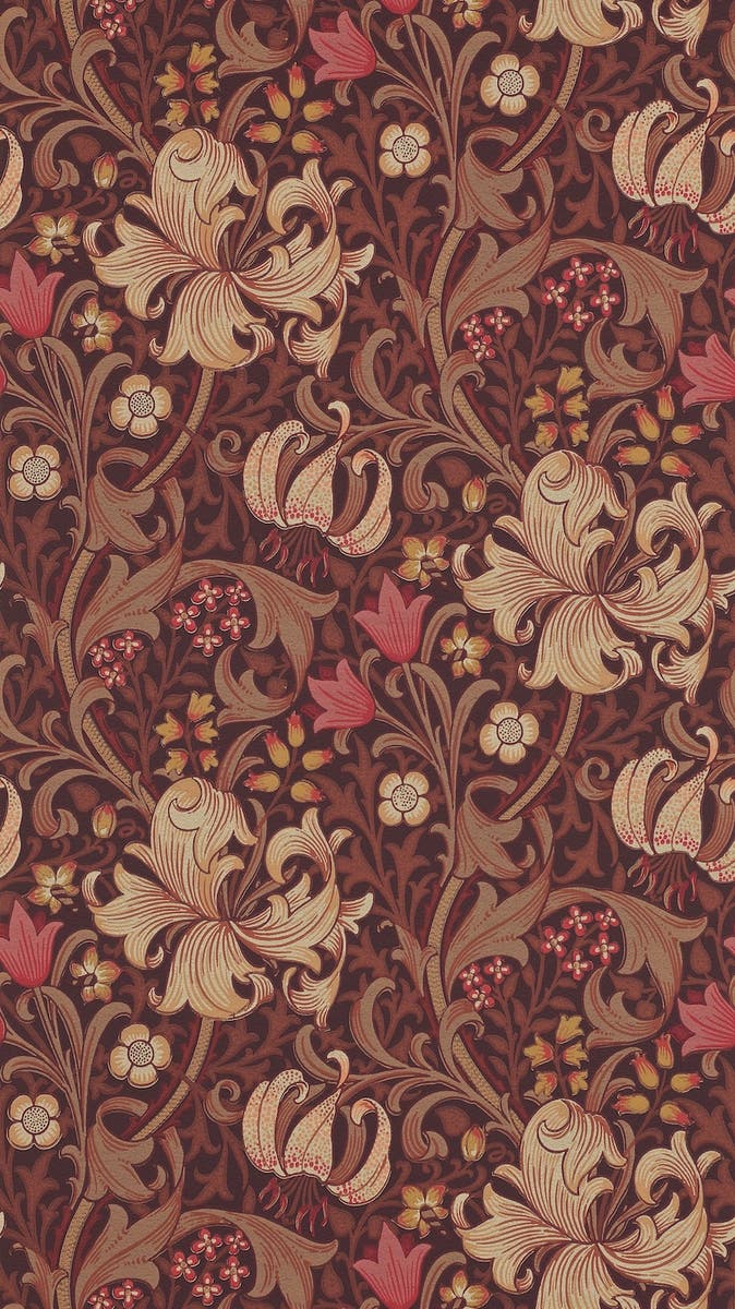 Morris & Co - Golden Lily Fig/Burnt Ora Morris and Friends Wallpa