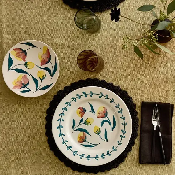 Flowers Tallrik Tulips 20 cm Vit