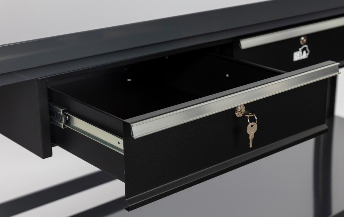 Arbetsbänk PELA med lådsats & hylla Svart/Grå