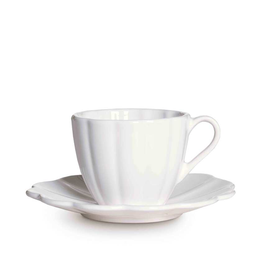 Oyster Kopp med fat 25 cl Vit