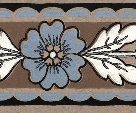 Lim & Handtryck - Jugend-blomma - Kvist/Blå B17-40