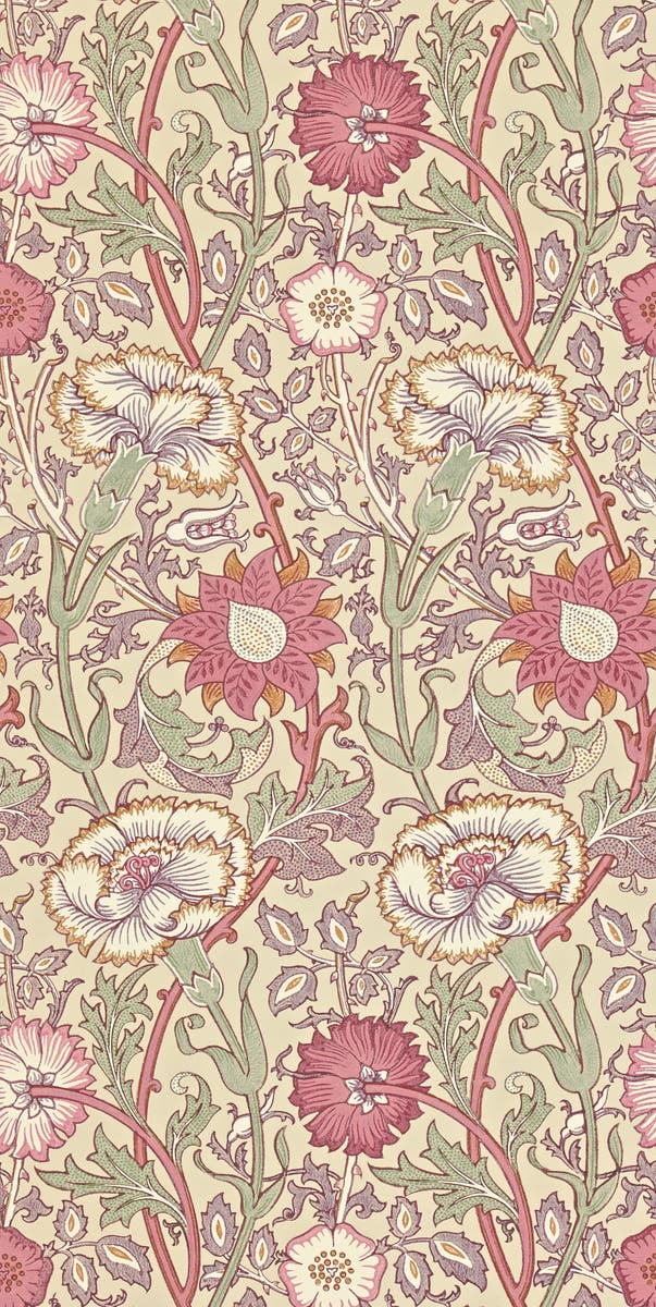 Morris & Co - Pink & Rose Manilla/White Morris and Friends Wallpa