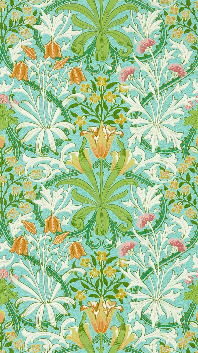 Morris & Co - Woodland Weeds Orange/Tur Cornubia Wallpapers