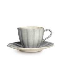 Oyster Kopp med fat 25 cl Grå