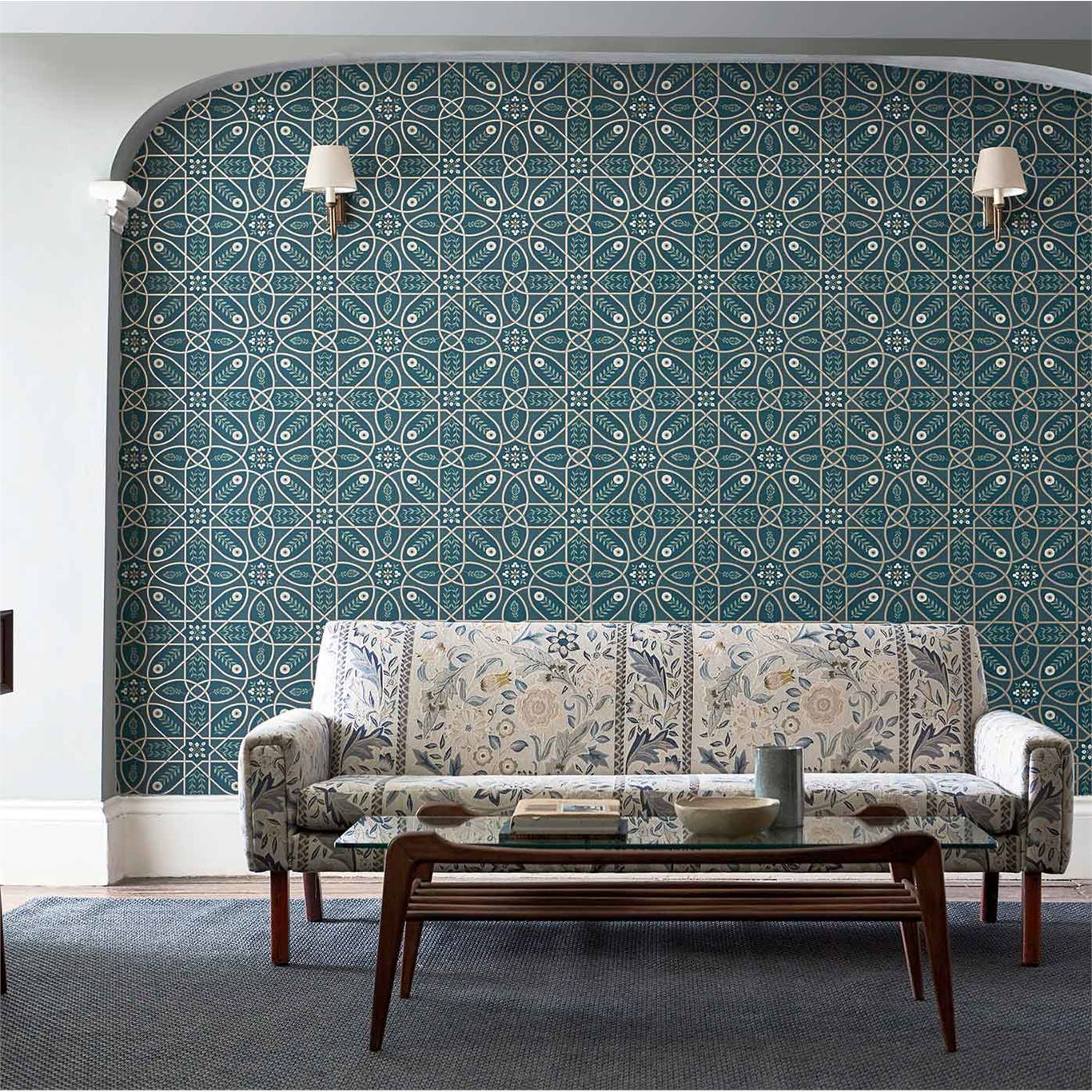 Morris & Co - Brophy Trellis Deep Teal Melsetter Wallpapers