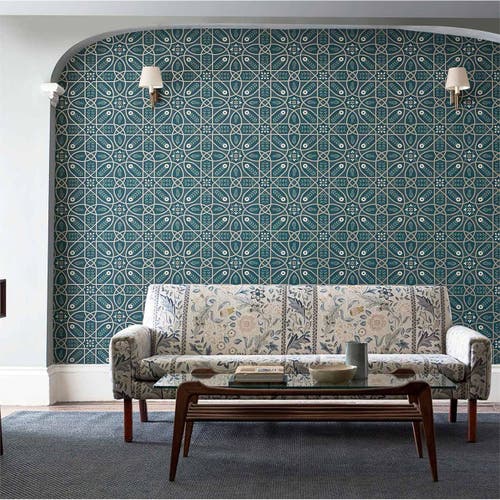 Morris & Co - Brophy Trellis Deep Teal Melsetter Wallpapers