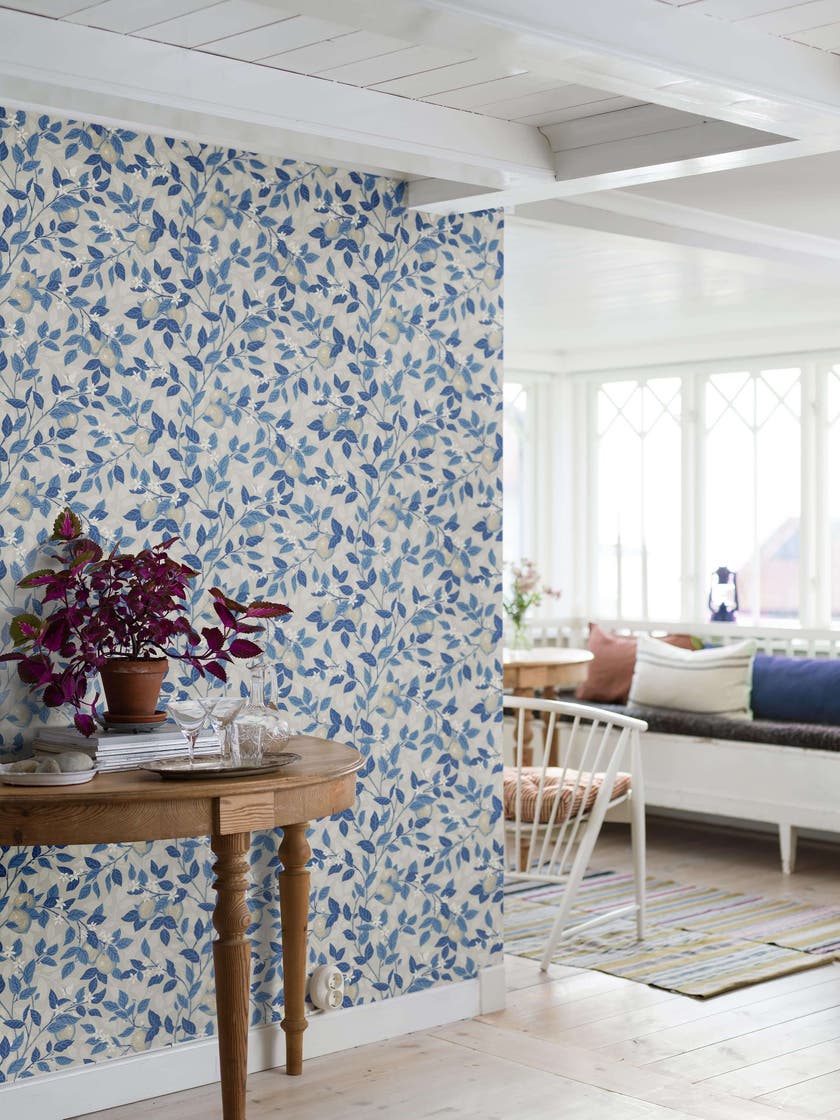Boråstapeter - Citronträd - Blue & White
