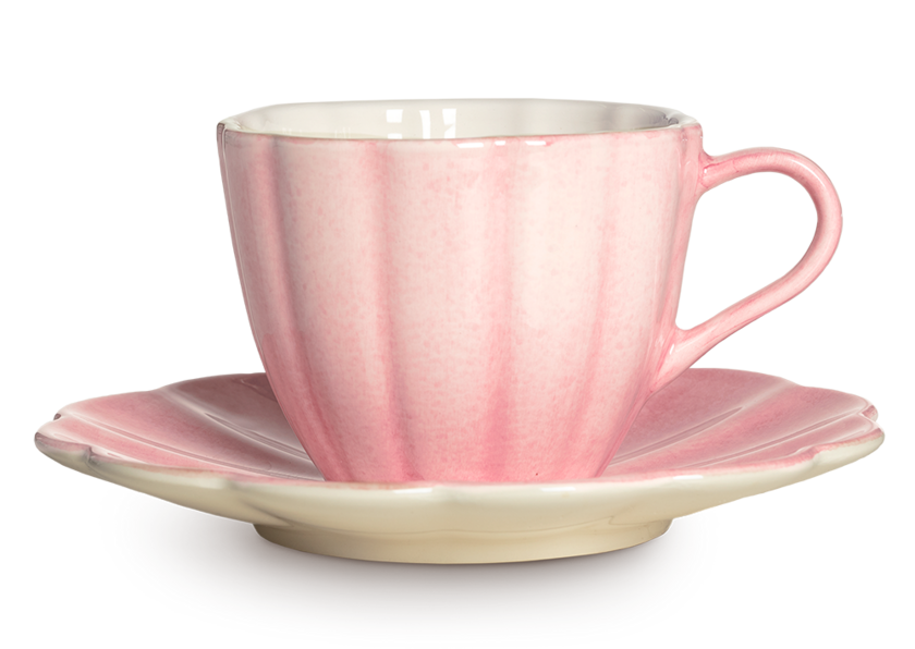 Oyster Kopp med fat 25 cl Ljusrosa