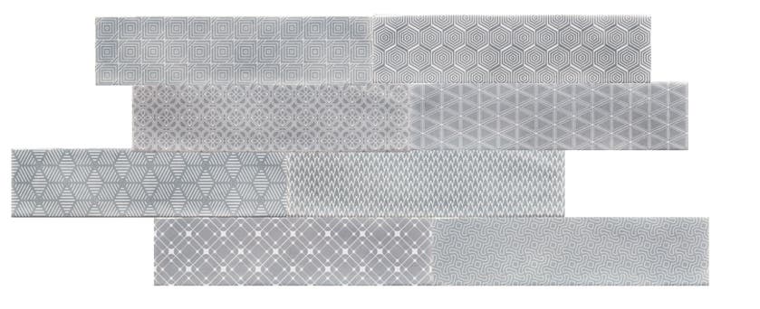 Opal Grå dekor mix 7,5x30