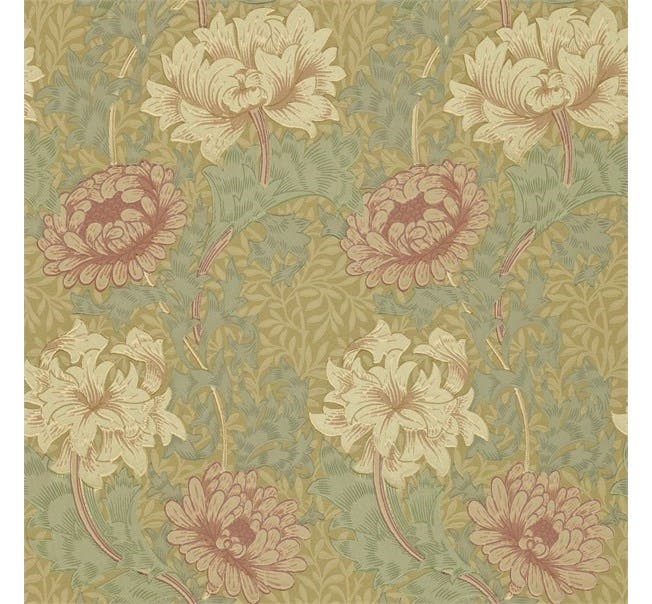 Morris & Co - Chrysanthemum Pink/Yellow Morris Wallpaper Compilat