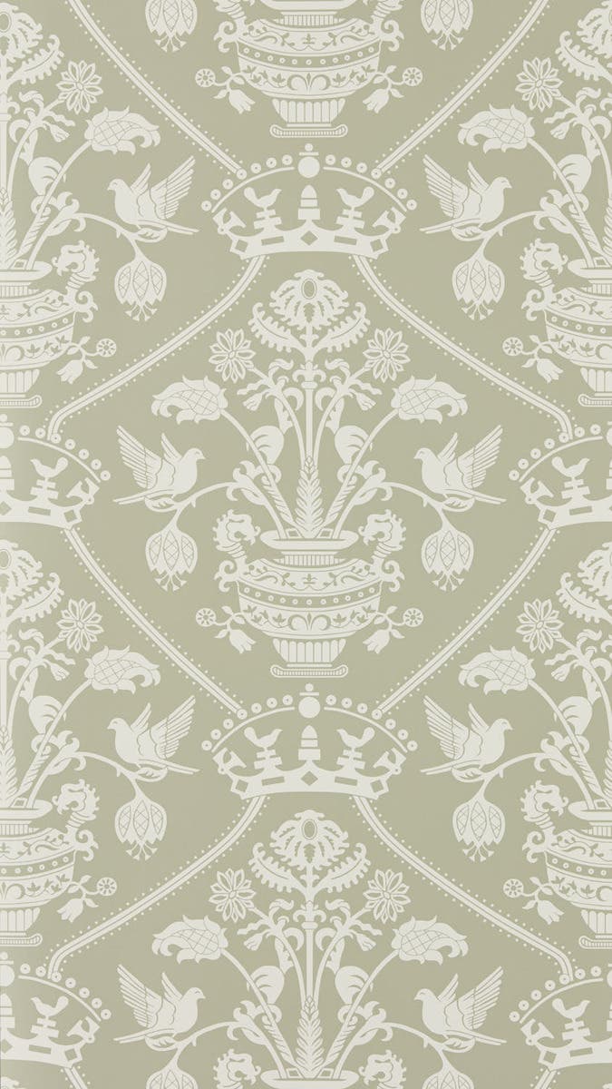 Highgrove Damask Silver Green