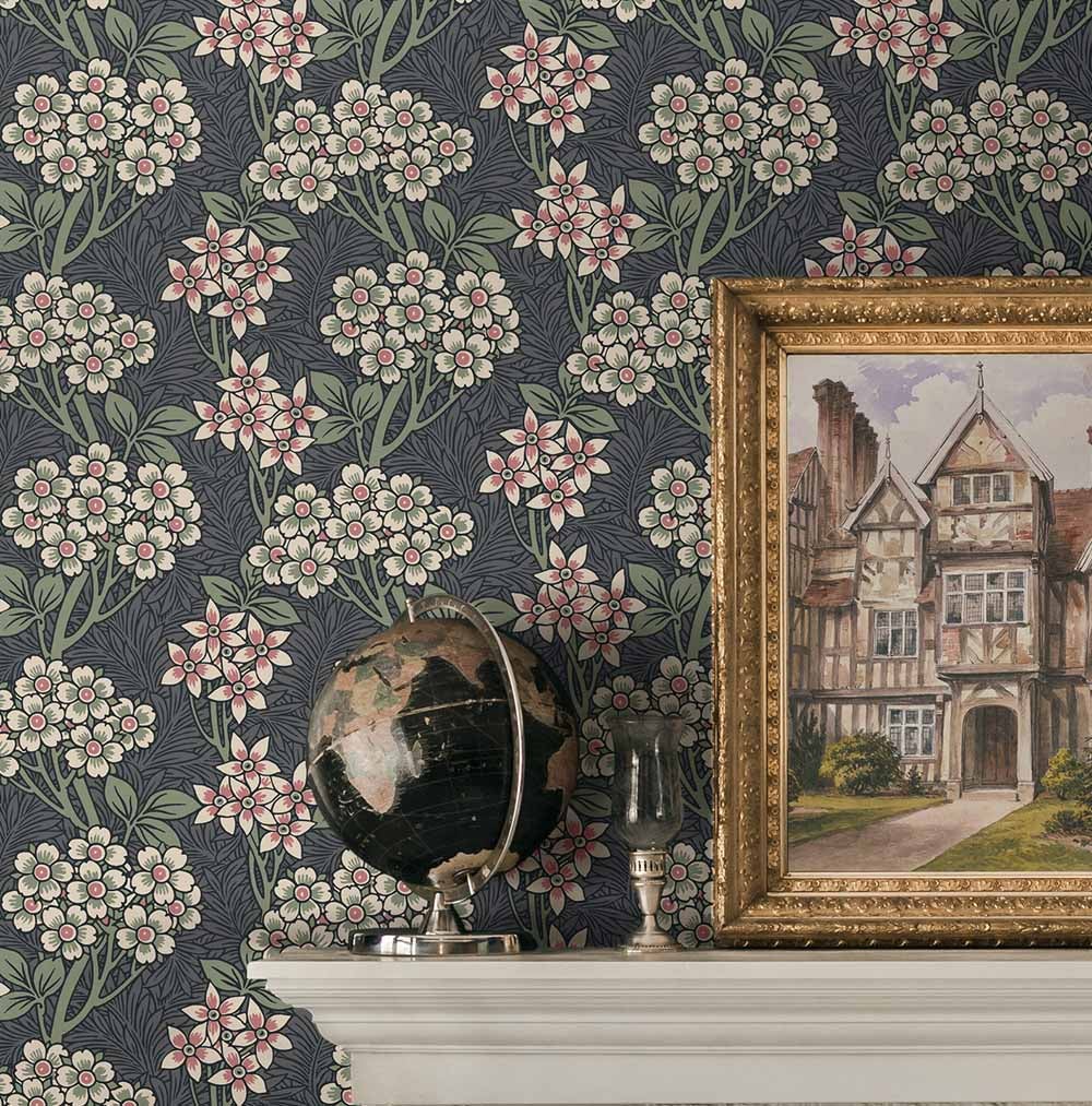 Carma - Peel & Stick Floral Vine Smoke & Laurel Green NW56110