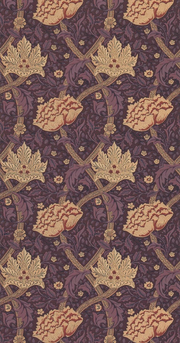 Morris & Co - Windrush Aubergine/Wine Morris and Friends Wallpa