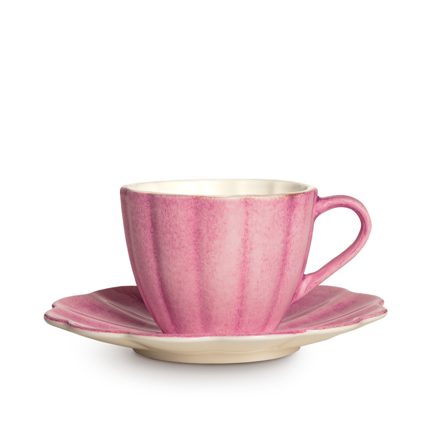 Oyster Kopp med fat 25 cl Rosa