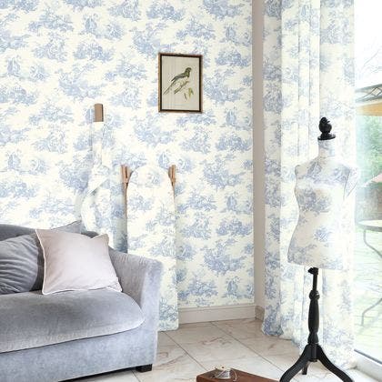 Casadeco - Scene D'Été Bleu Porcel Les Belles Toiles De Jouy