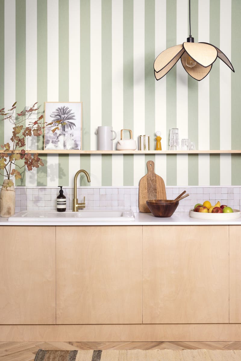 Caselio - Linen Lines Vert Amande