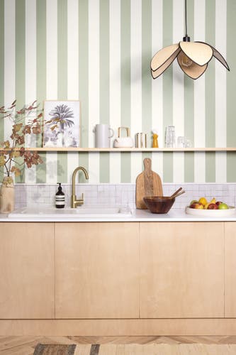 Caselio - Linen Lines Vert Amande