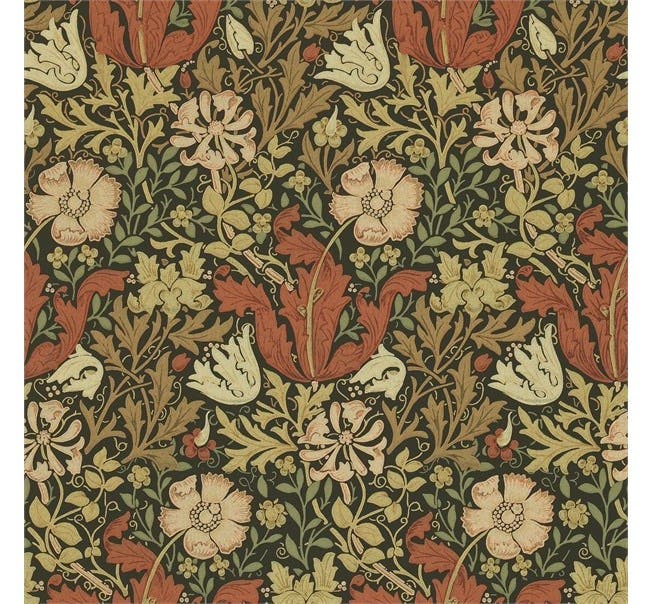 Morris & Co - Compton Brown/Orange Morris and Friends Wallpa