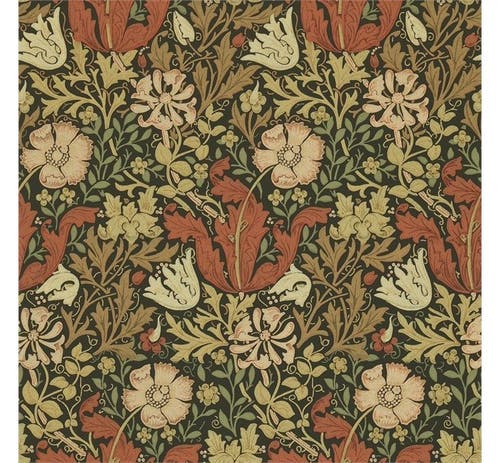 Morris & Co - Compton Brown/Orange Morris and Friends Wallpa