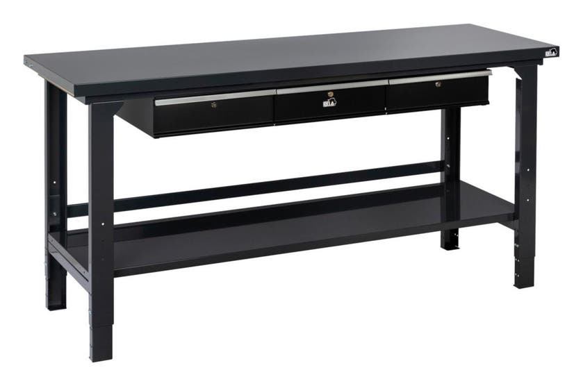Arbetsbänk PELA med lådsats & hylla Svart/Grå