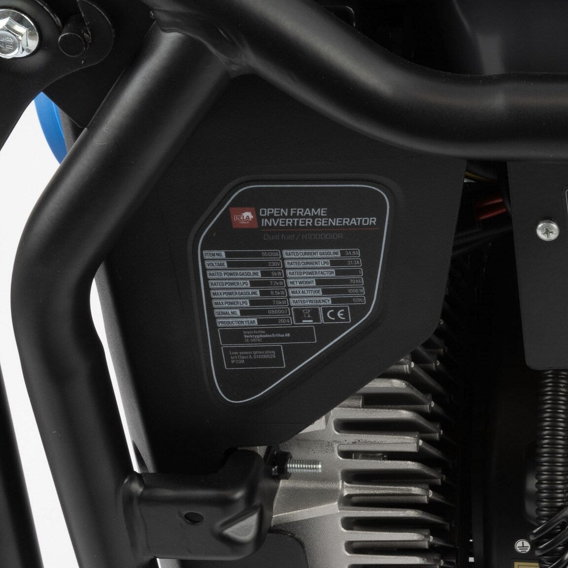 PELA Inverterelverk 8000 W, med dubbelt bränslesystem, el-start, hjul & handtag
