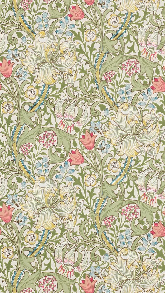 Morris & Co - Golden Lily Green/Red The Craftsman Wallpapers