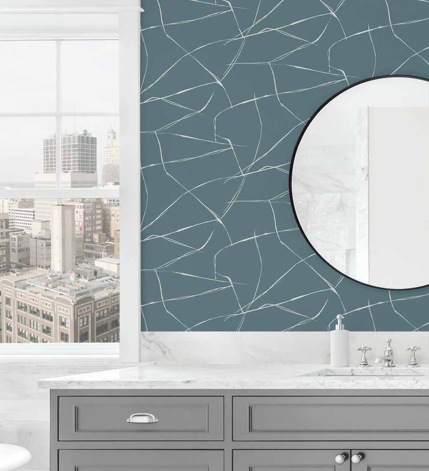 Peel & Stick Inkwork Abstract Blue Dusk NW53202